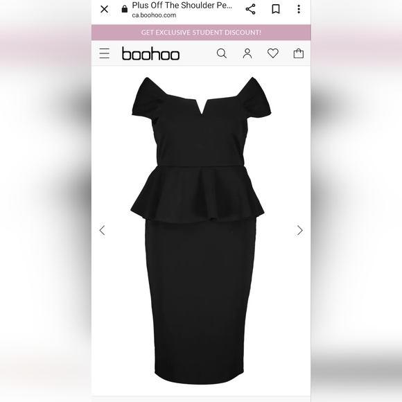 Boohoo Plus Off The Shoulder Peplum Midi Dress Size US 14 Blush Pink Color - Picture 5 of 5